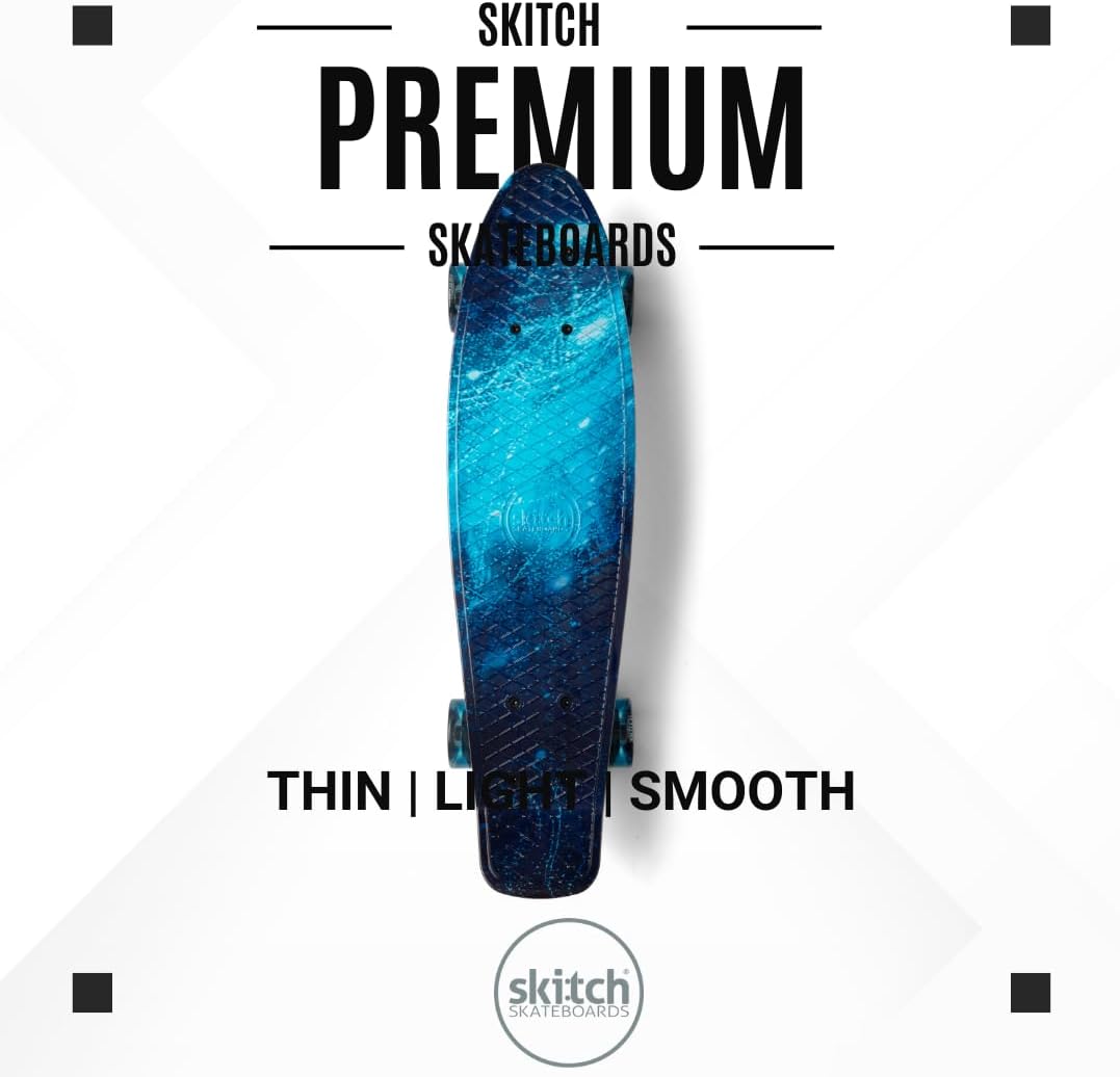 SKITCH Skateboards for Kids, Teens and Adults - Blue Galaxy LED+ - image 2