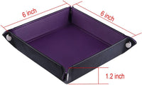 SIQUK 6 Pieces Dice Tray PU Leather Dice Rolling Tray Folding Square - Red, Green, Blue, Yellow, Violet, Black - image 3