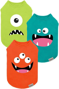 Fitwarm 3 pack monster eye print dog shirts in cotton spandex