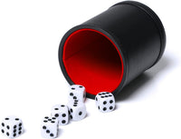 5 Pack PU Leather Dice Cups Felt Lining Quiet Shaker with 30 Dot Dice - Red - image 3