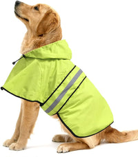 Waterproof Dog Raincoat, Adjustable Pet Rain Coats - Neon Green / Large