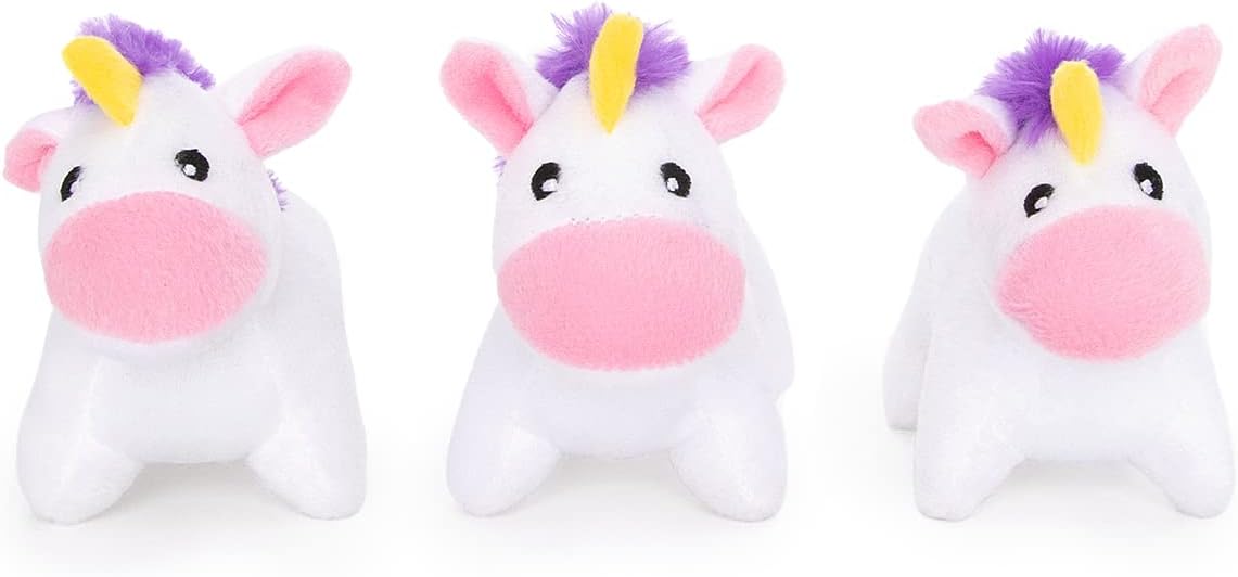 ZippyPaws Burrow Replacement Miniz Squeaky Toy for Enrichment - Unicorns (3-pack)
