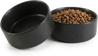 Ceramic Dog Bowl for Food and Water - Small / Black (2 Pack)