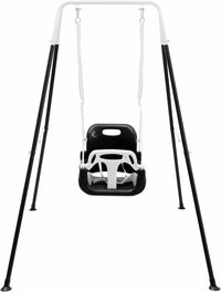 FUNLIO Toddler Swing with Foldable Metal Stand for Toddlers Aged 1~10 - Black