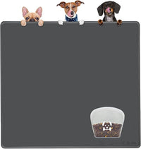 KVK Extra Extra Large Silicone Dog Food Mat 39.4×43.3in and 128oz Silicone Bag Set, Super Size Waterproof Pet Feeding Mat & Container, Non-Slip, Chew-Resistant Floor Protection (Dark Grey&Clear)