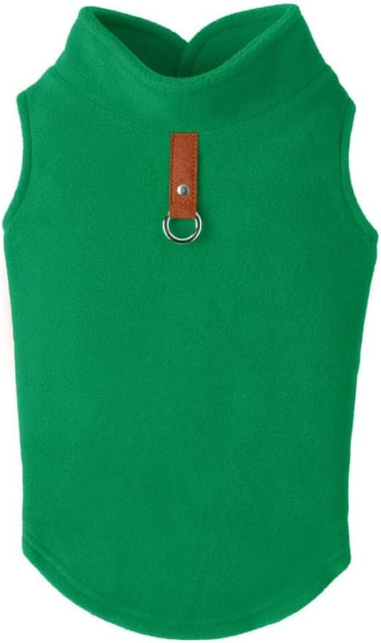 Gooby Fleece Vest Dog Sweater - Green / Medium (Around 11-lb)
