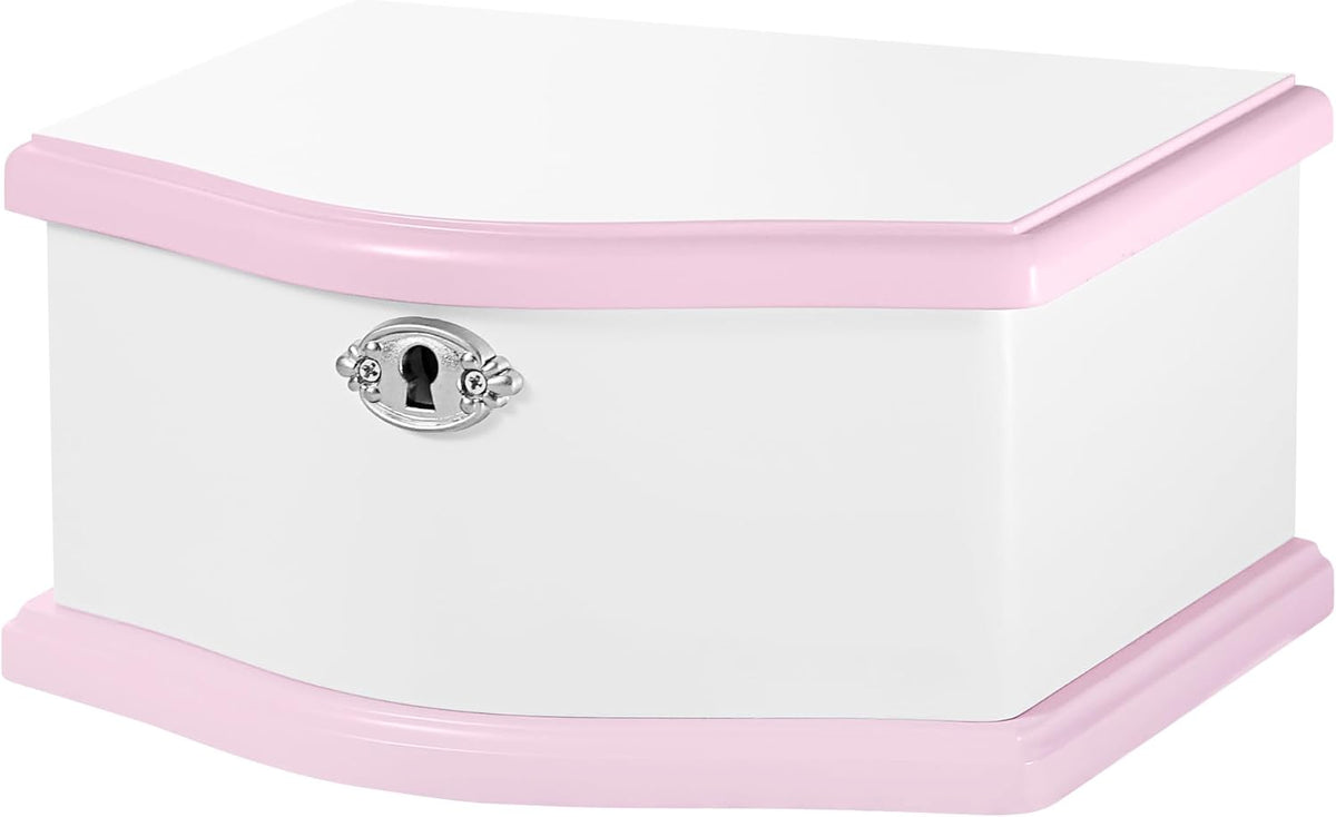 Ballerina Musical Jewelry Box with Mirror for girls，Kid's Jewelry - white/pink-medium - image 2