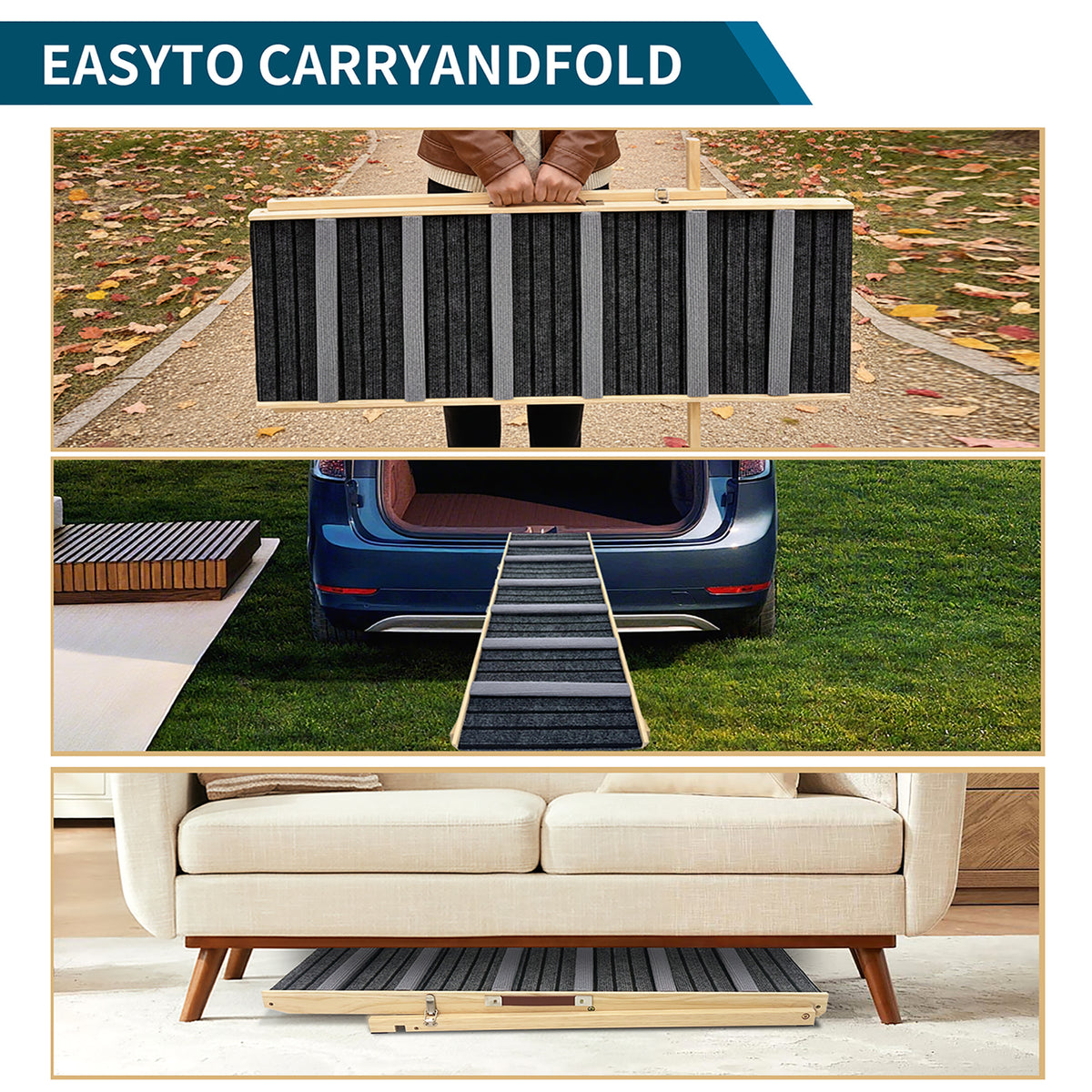 2026 Upgraded Dog Ramp for Couch, Small Dog Ramp for Sofa, 6 Adjustable Height from 14'' to 25", Portable Stable Pet Ste