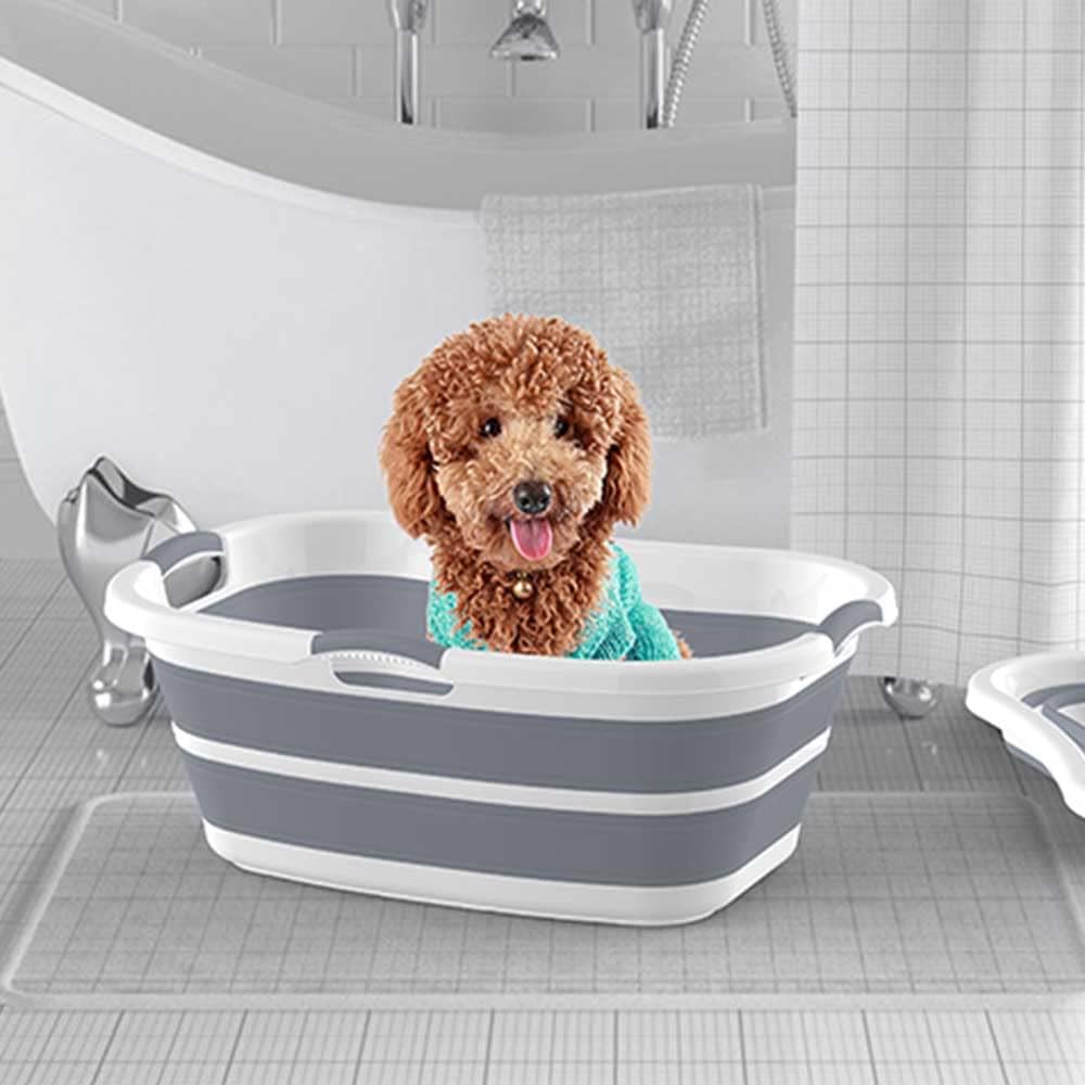 Collapsible Dog Bathtub, Portable Pets Bathing Tub for Puppy Cats, Gray – Essentials for Dogs - Large / Grey - image 2