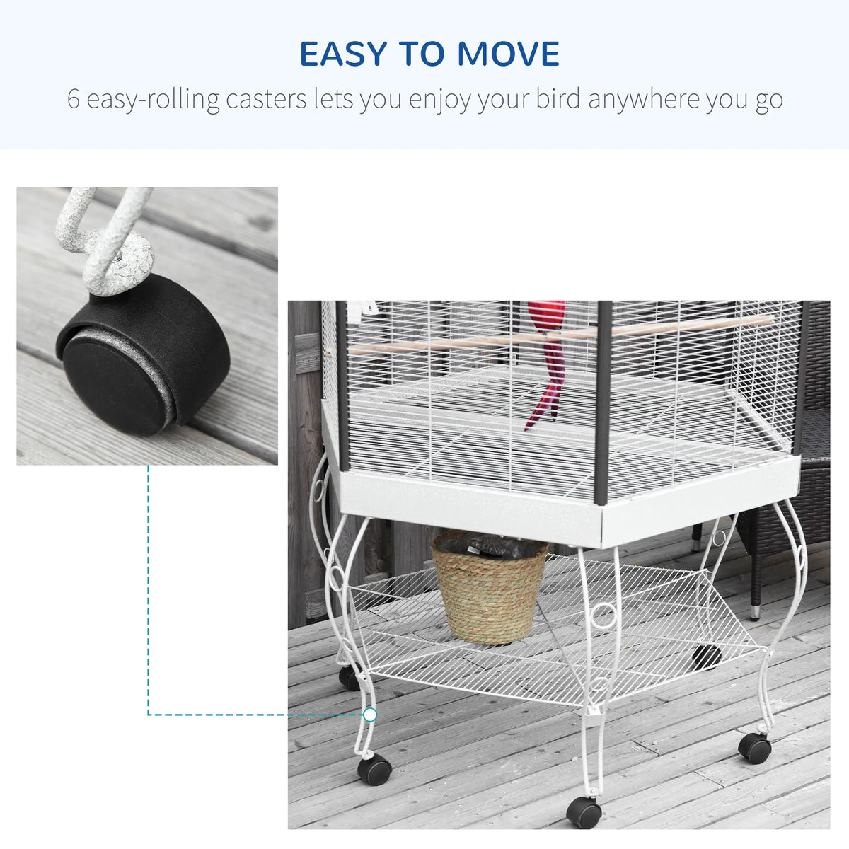 Bird Cage Starter Kit with Detachable Rolling Stand