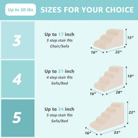 Dog Stairs for Small Dogs 15" H - Beige / 3-Step (22D*16W*15H) - image 3