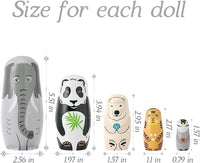 Moonmo 5pcs Handmade Wooden Animal Nesting Dolls - image 3