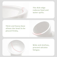 2-Pack Elevated Ceramic Cat Bowls Extra Wide for Food & Water – Essentials for Cats - White-2 Food Bowl - image 4