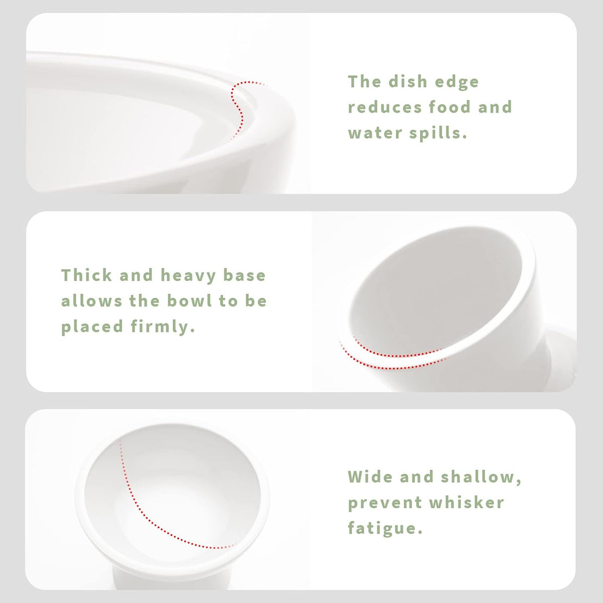 2-Pack Elevated Ceramic Cat Bowls Extra Wide for Food & Water – Essentials for Cats - White-2 Food Bowl - image 4