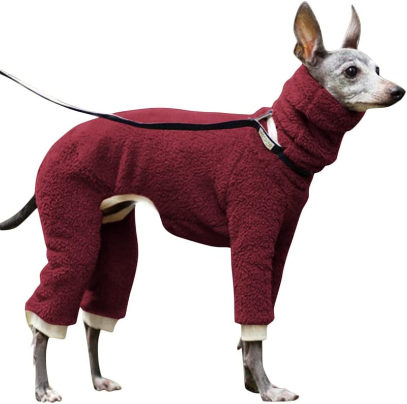 Esobo Fashion Winter Dog Warm Coat Jacket Four-Legged Neck Warm Pet - Wine red / Medium