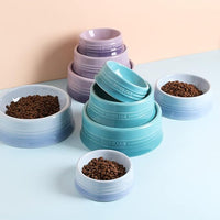 Sweejar Gradient Dog Bowl, Ceramic Dog Food Dish for Puppy and Kitten, Porcelain Pet Bowl for Food and Water 8 oz (Gradient Light Blue)