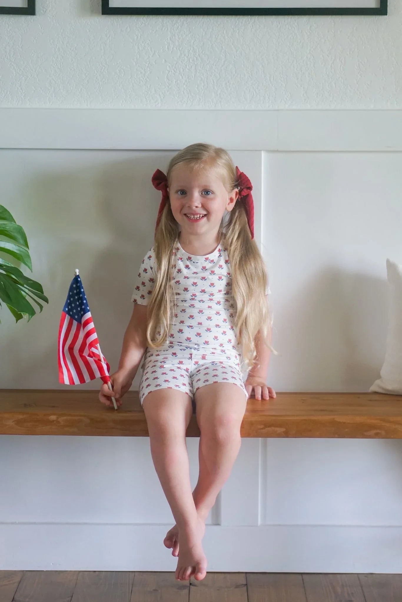 Red White & Blue Tulip 2pc Bamboo Pajamas - BIG FRENCHIES