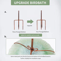 26 Inch Height Glass Birdbath Birdfeeder with Metal Stake Garden Outdoor Green - BIG FRENCHIES