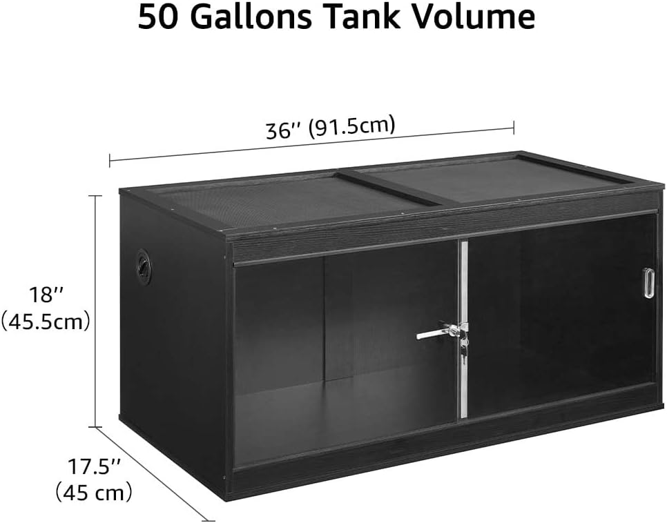 unipaws 110 Gallon Reptile Tank for Lizards - Black / 50 Gallon Tank - image 3