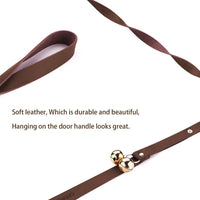 Leather Dog Doorbells to Go Outside, Brass Potty Training Bell – Essentials for Dogs - Dark Brown Leather Golden Bells - image 3