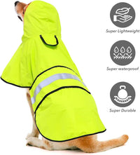 Waterproof Dog Raincoat, Adjustable Pet Rain Coats - Neon Green / XX-Large - image 2