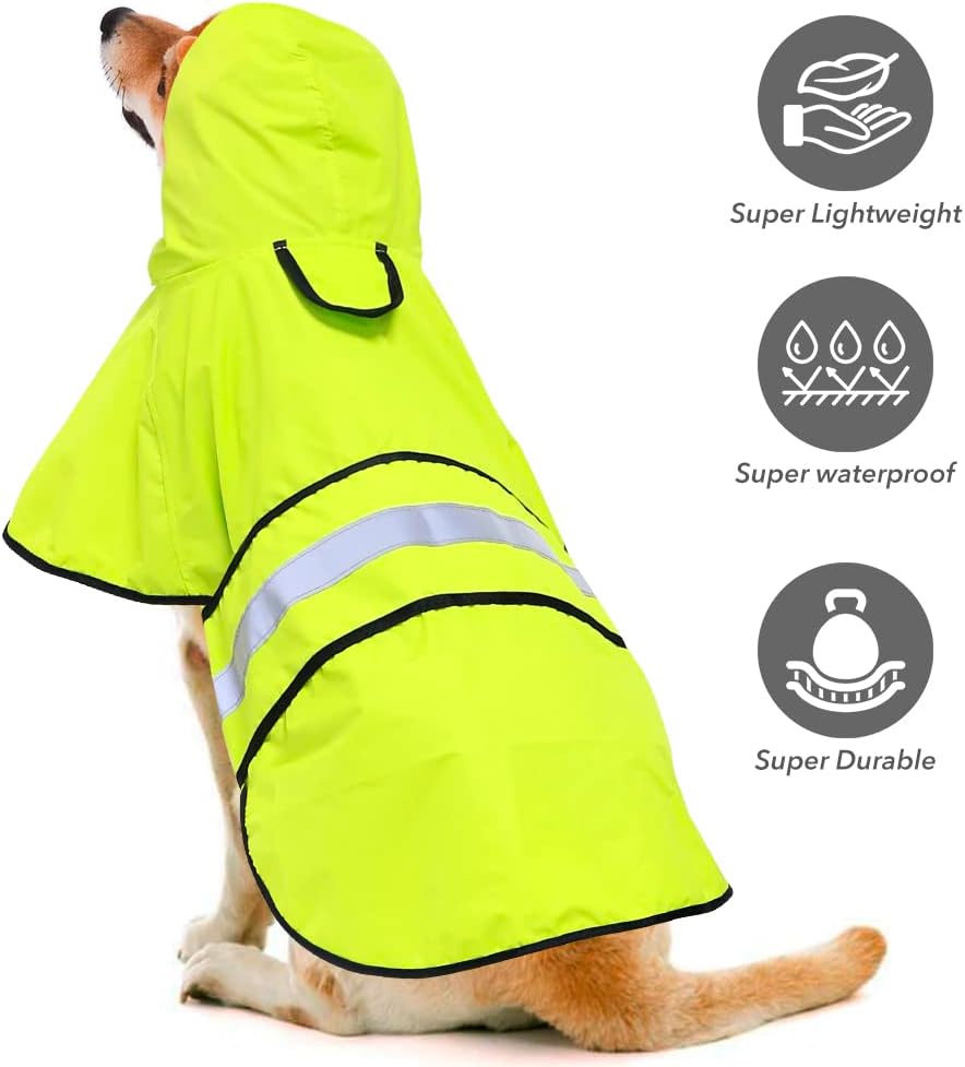 Waterproof Dog Raincoat, Adjustable Pet Rain Coats - Neon Green / XX-Large - image 2