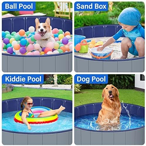Dog Pool for Large Dogs, Kiddie Pool Hard Plastic - Dark Gray / Large-47"x12" - image 2