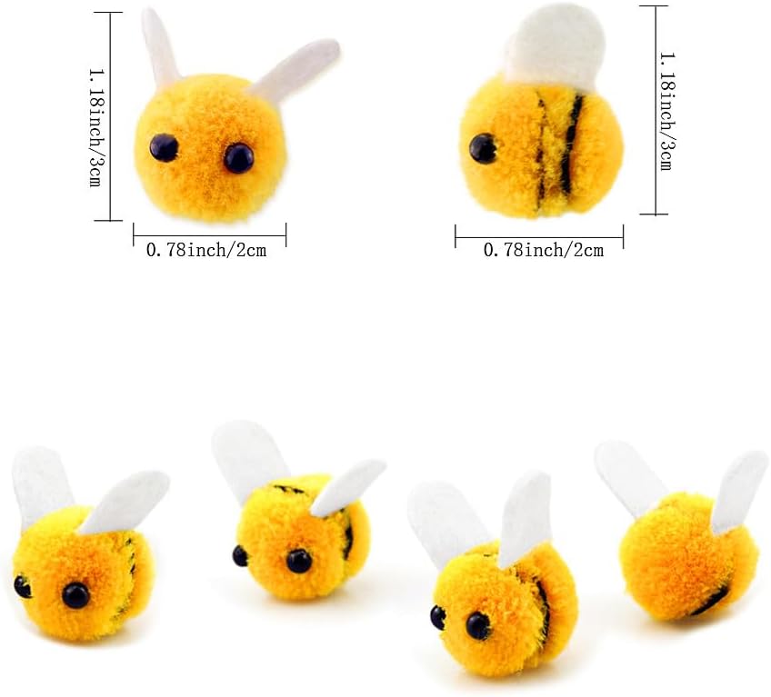 SaktopDeco mini wool felt bees for crafts, 28 pieces about 1 inch each - view 3