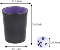 LoKii black and purple leather dice cups with felt lining and dot dice - view 16