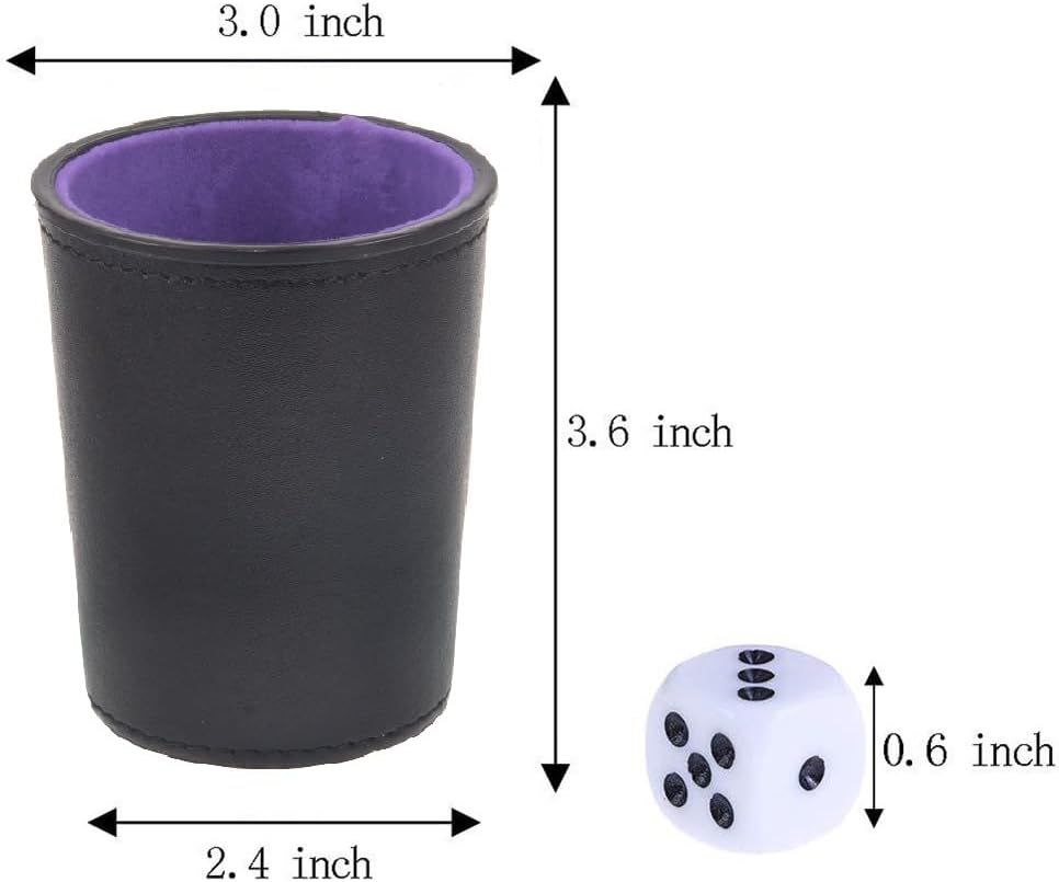 LoKii black and purple leather dice cups with felt lining and dot dice - view 16