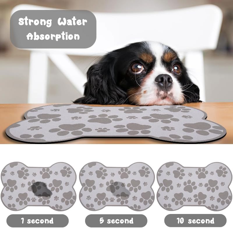Dog Food Mats for Floors Waterproof - Gray / 19"L x 12"W - image 2