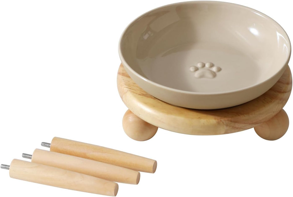 Elevated Cat Bowls, Cat Food and Water Bowl Set - Vintage Latte / 1 Bowl