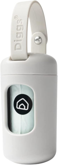 DIGGS Dog Poop Bag Dispenser for Leash - Premium Dog Waste Bag Holder with Easy One-Hand Dispensing (Ash)