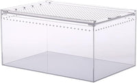 NANEEZOO Magnetic Acrylic Large Enclosure 2.5 Gallon 12 x 8 x 6 Inch Reptile Breeding Box Terrarium Cage for Insect Tarantulas Amphibians Caterpillars Snail Clear Acrylic Reptile Feeding Box