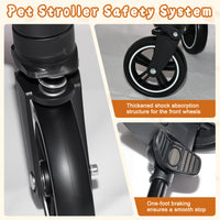 Pet Stroller for Dogs and Cats, 2-in-1 Detachable Foldable 4 Wheels Pet Stroller, Quick One-Hand Fold, Storage Basket, D