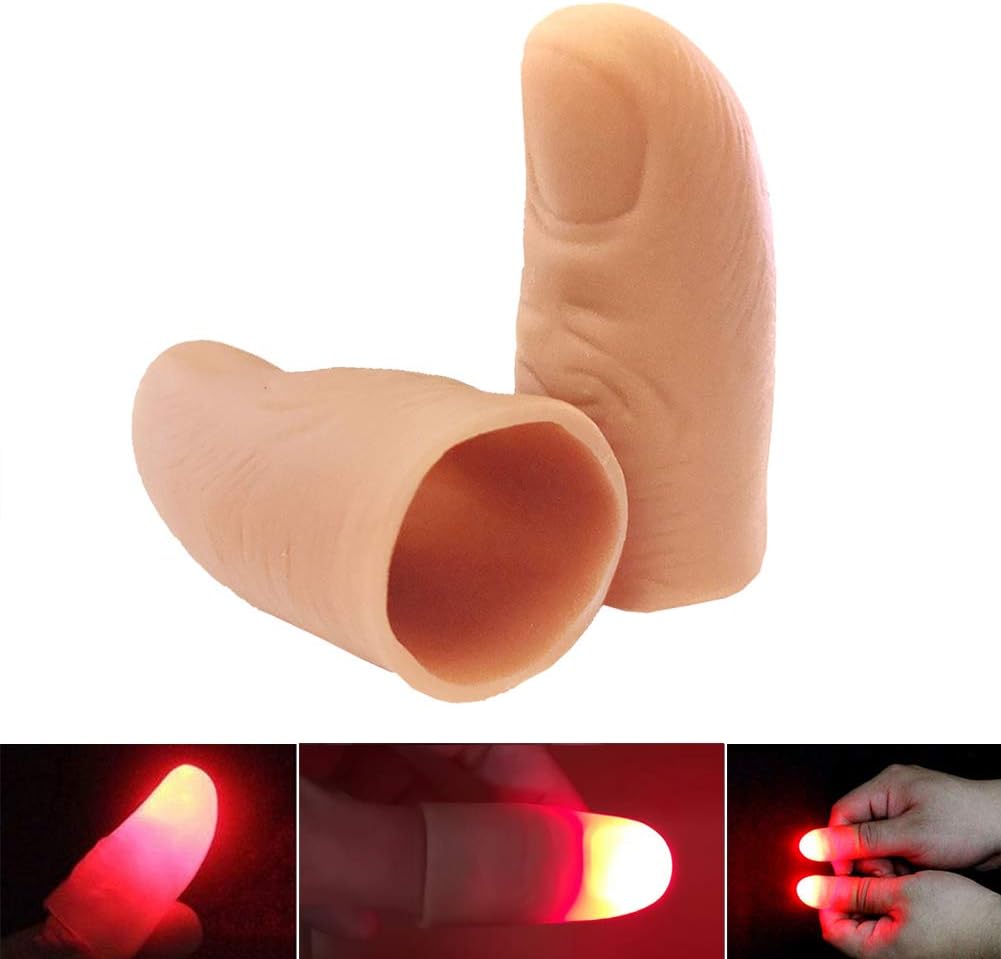 VANTIYAUS rubber light-up thumb tip magic trick lamps, 4 pieces with batteries - view 2