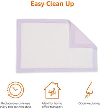 Amazon Basics Cat Pee Pads, 80 Count, Universal Fit for Litter Box, Odor Control, Unscented, White/Purple