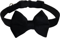 Dog Collar with Bowtie Soft Velvet Material with Quick Release Buckle - M / Black