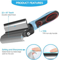 Dog Brush for Shedding & Cat Brushes for Indoor Cats - Double Coat Dog Brushes for Grooming - Hair Remover Pet Grooming Tools - 2 in 1 Deshedding Brush & Undercoat Rake for Dogs - Defur Comb Cleaner