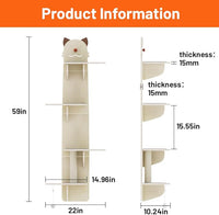 Cat Wall Mount Mounted Floating Shelves Shelf Perch Furniture Perch Hammock Climber Climbing Tree Indoor Large Wall-Mounted Steps Cat Climb Perches Solid Wood Hammock