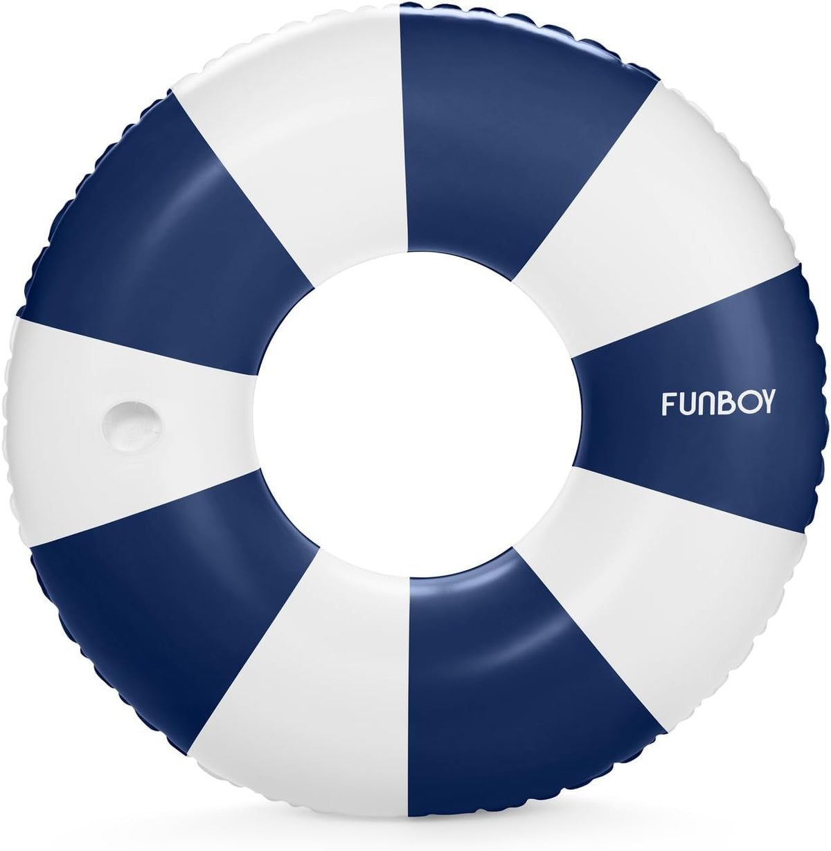 FUNBOY Giant 46" Vintage Pink Stripe Pool Tube Float with Cup Holder – Fun for Kids & Family - Navy Blue