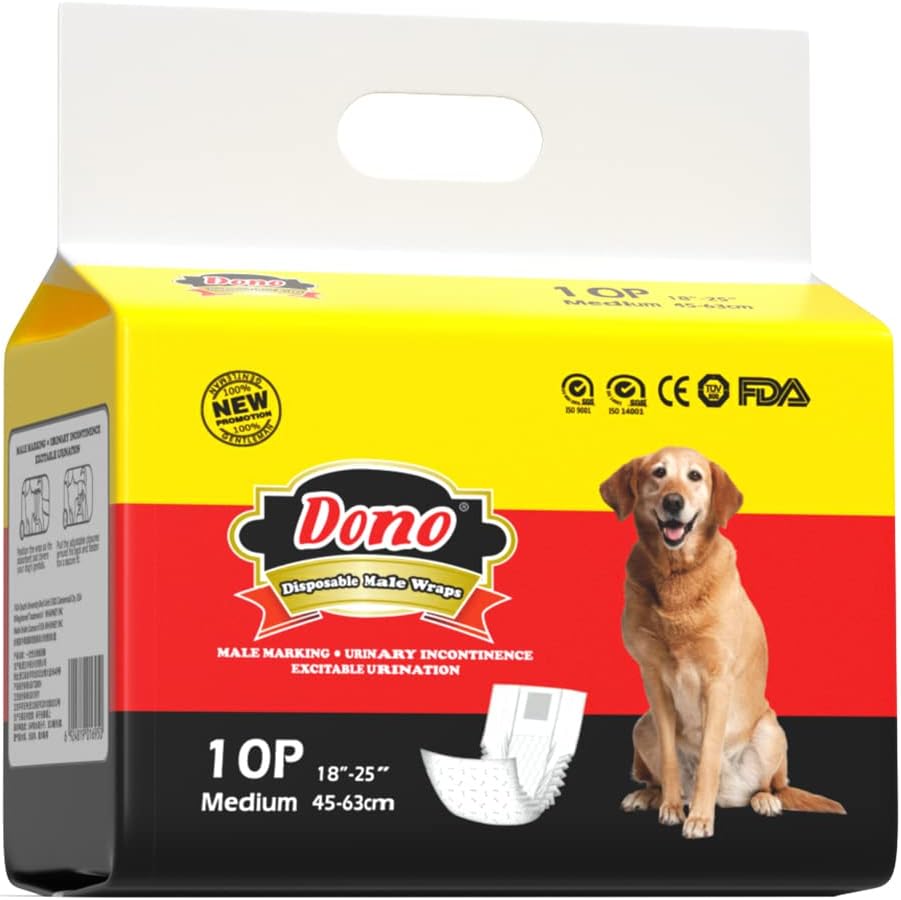 Dono Disposable Male Dog Diapers with Wetness Indicator - M 10count - image 2