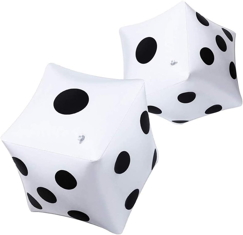 CCINEE giant inflatable dice 2 pack, white PVC with black dots, for lawn and pool games