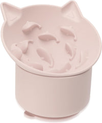 Silicone Cat Slow Feeder, Elevated Slow Feeder Bowl Tilt Design - Pink