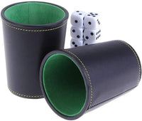 LoKii black and purple leather dice cups with felt lining and dot dice - view 9