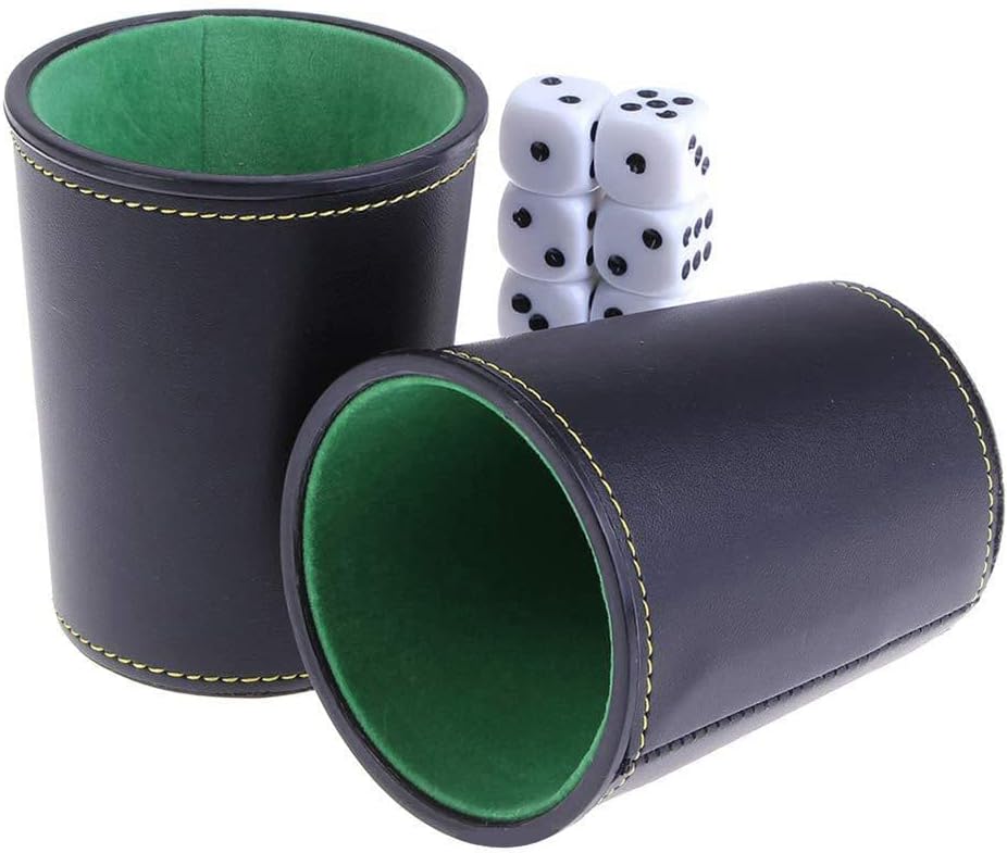 LoKii black and purple leather dice cups with felt lining and dot dice - view 9