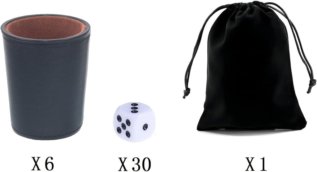 LoKii black and purple leather dice cups with felt lining and dot dice - view 20
