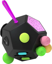 Fidget Dodecagon-12 Sided Fidget Toy Cube for Kids - B2 Black Colorful