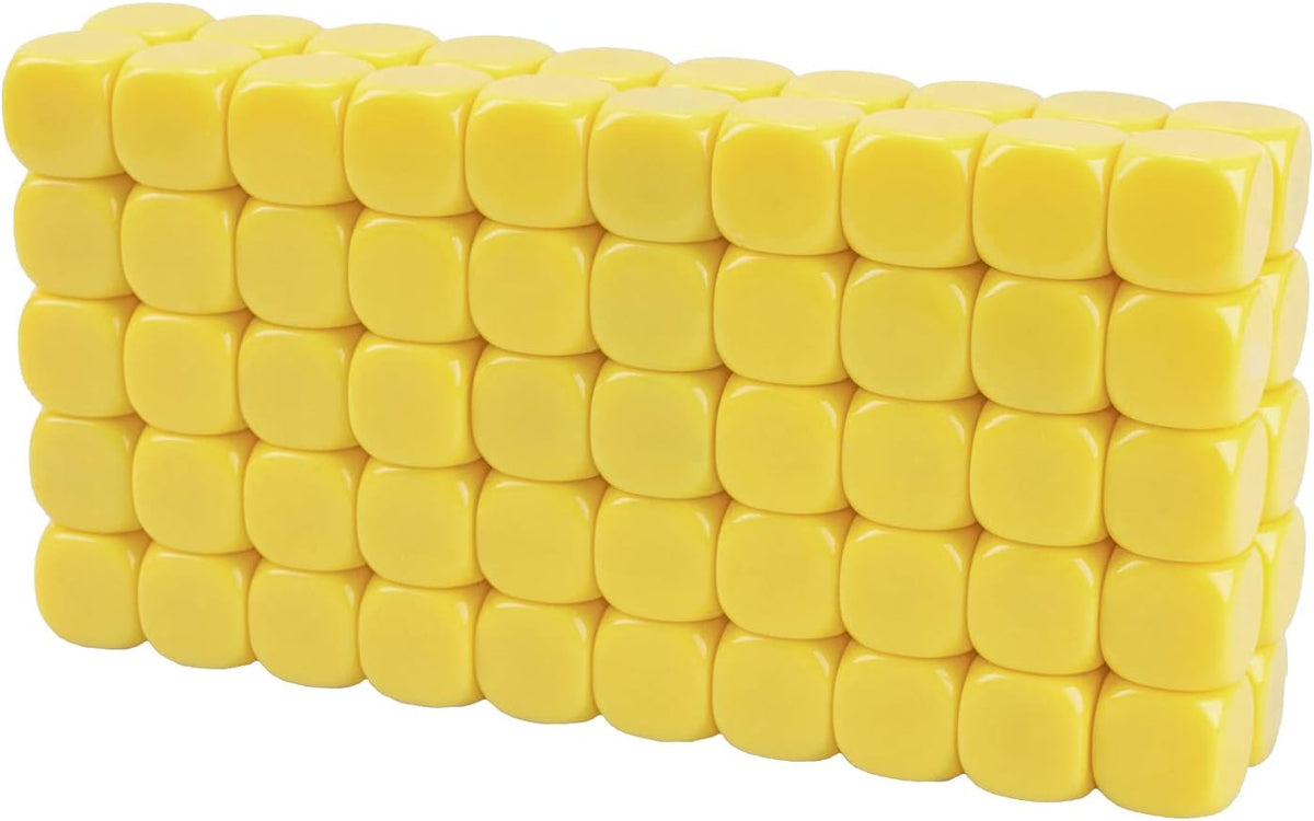 22MM Rounded Blank Six Sided Dice Lianshi Teaching Created Sesources - 100Pcs / Yellow