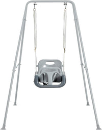 FUNLIO Toddler Swing with Foldable Metal Stand for Toddlers Aged 1~10 - Gray